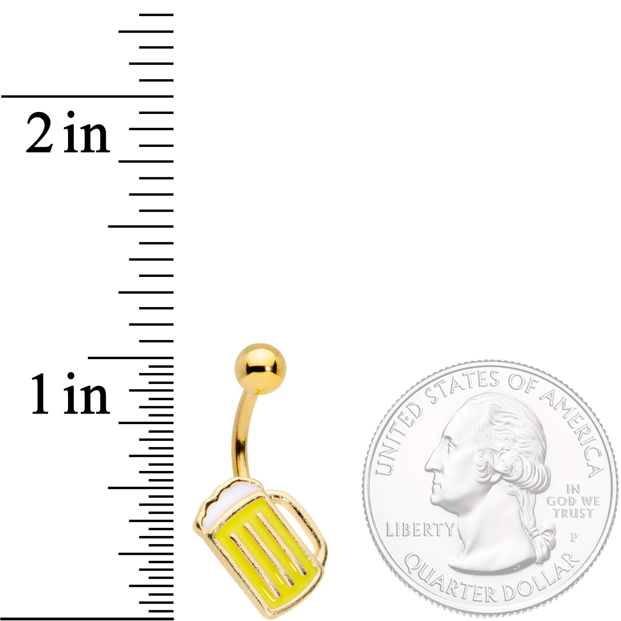 BodyCandy Gold Tone St Patricks Day Frosty Mug of Beer Belly Ring — detail and construction