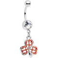 BodyCandy Clear Gem Red St Patricks Day Shamrock Dangle Belly Ring — main product shot