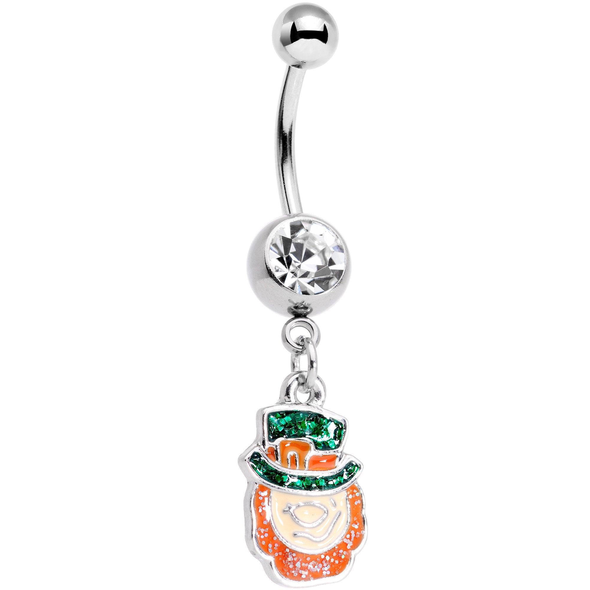 BodyCandy Clear Gem St Patricks Day Tipsy Leprechaun Dangle Belly Ring — main product shot