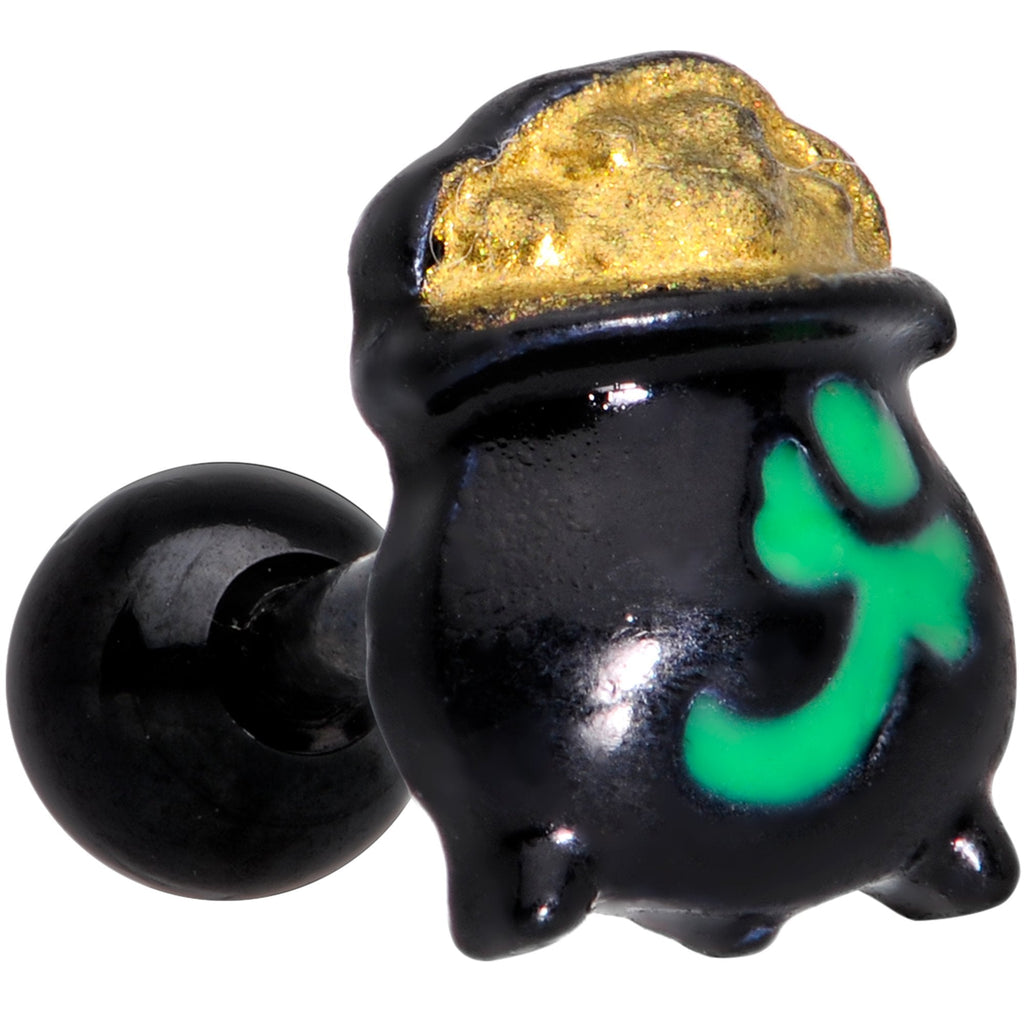 BodyCandy 16G 1/4 Pot o Gold St Patricks Day Cartilage Tragus Earring — main product shot