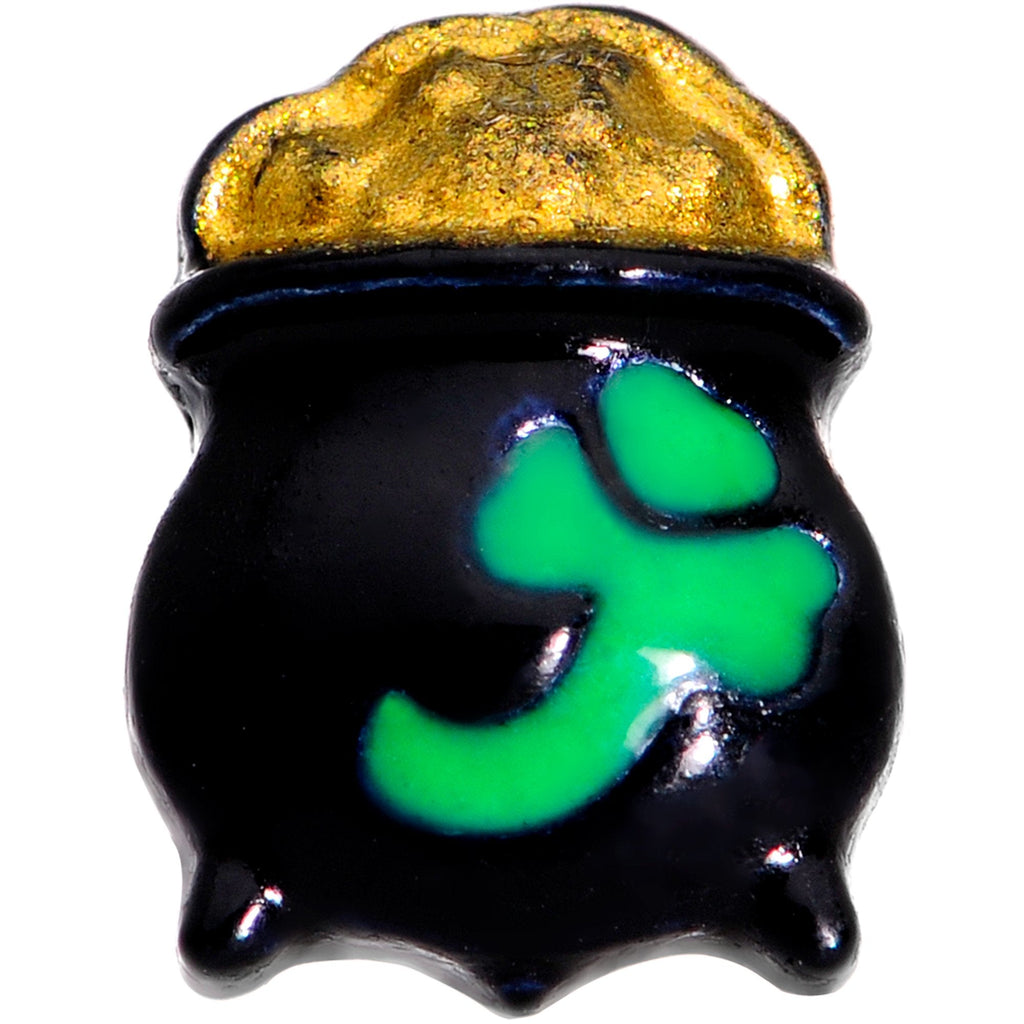 BodyCandy 16G 1/4 Pot o Gold St Patricks Day Cartilage Tragus Earring — detail and construction