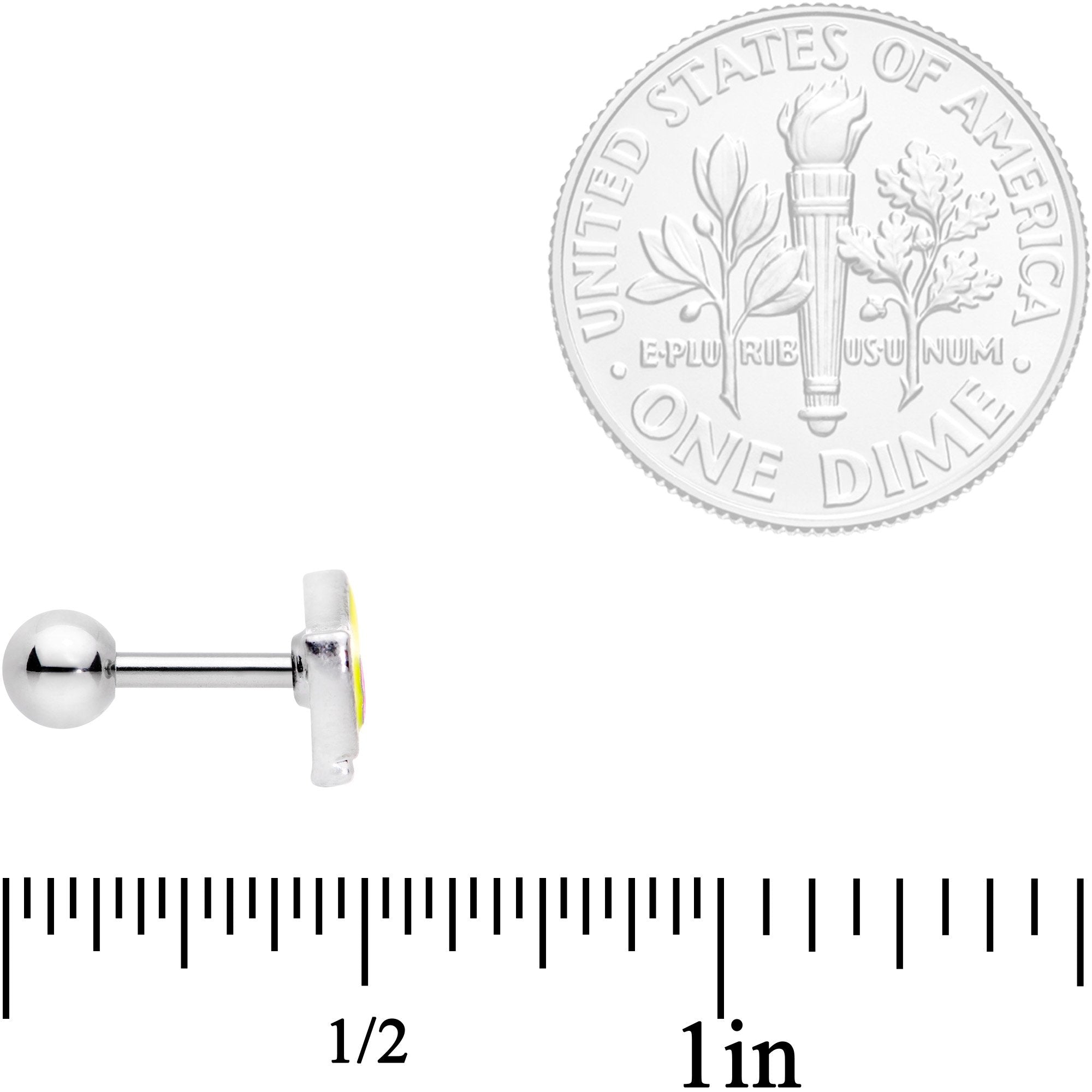 BodyCandy 16G 1/4 Yellow Easter Chick Cartilage Tragus Earring — branding close-up