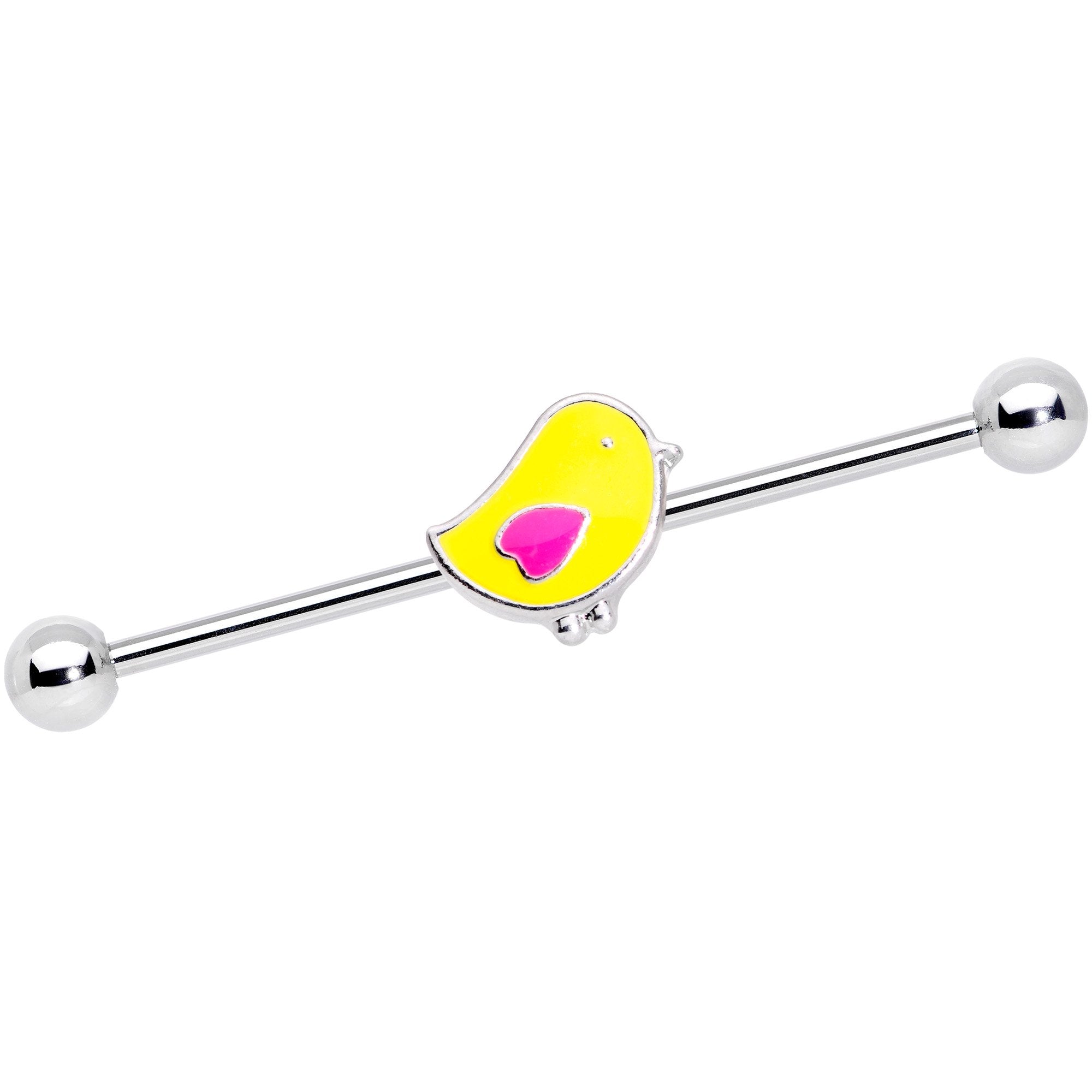 BodyCandy 14G Yellow Easter Chick Industrial Barbell 38mm — main product shot