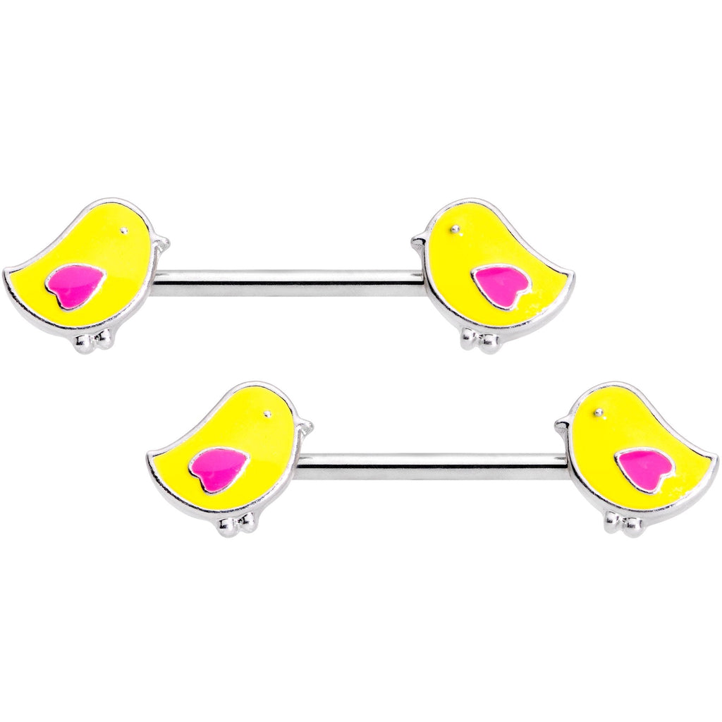 BodyCandy 14G 5/8 Yellow Easter Chicks Barbell Nipple Ring Set — main product shot