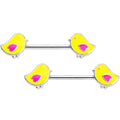 BodyCandy 14G 5/8 Yellow Easter Chicks Barbell Nipple Ring Set — main product shot