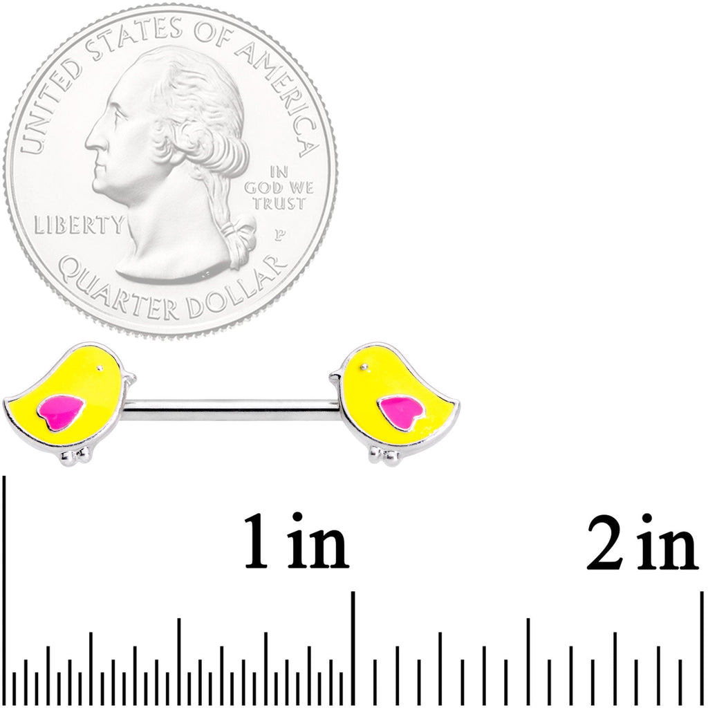 BodyCandy 14G 5/8 Yellow Easter Chicks Barbell Nipple Ring Set — detail and construction
