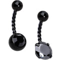 BodyCandy Black Gem Black Totally Twisted Belly Ring Set of 2 — main product shot