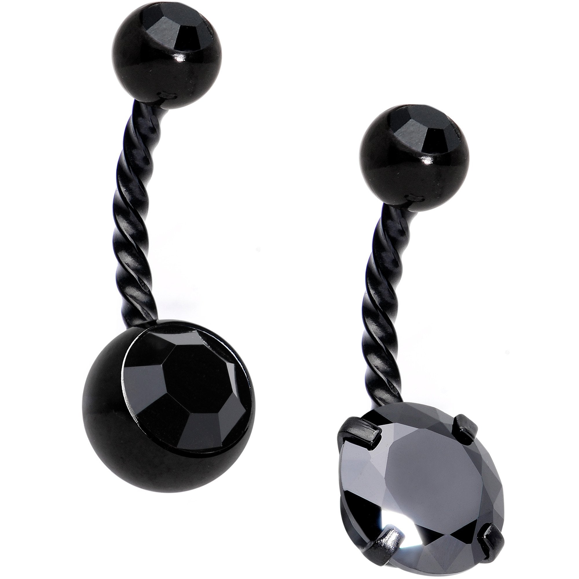 BodyCandy Black Gem Black Totally Twisted Belly Ring Set of 2 — main product shot