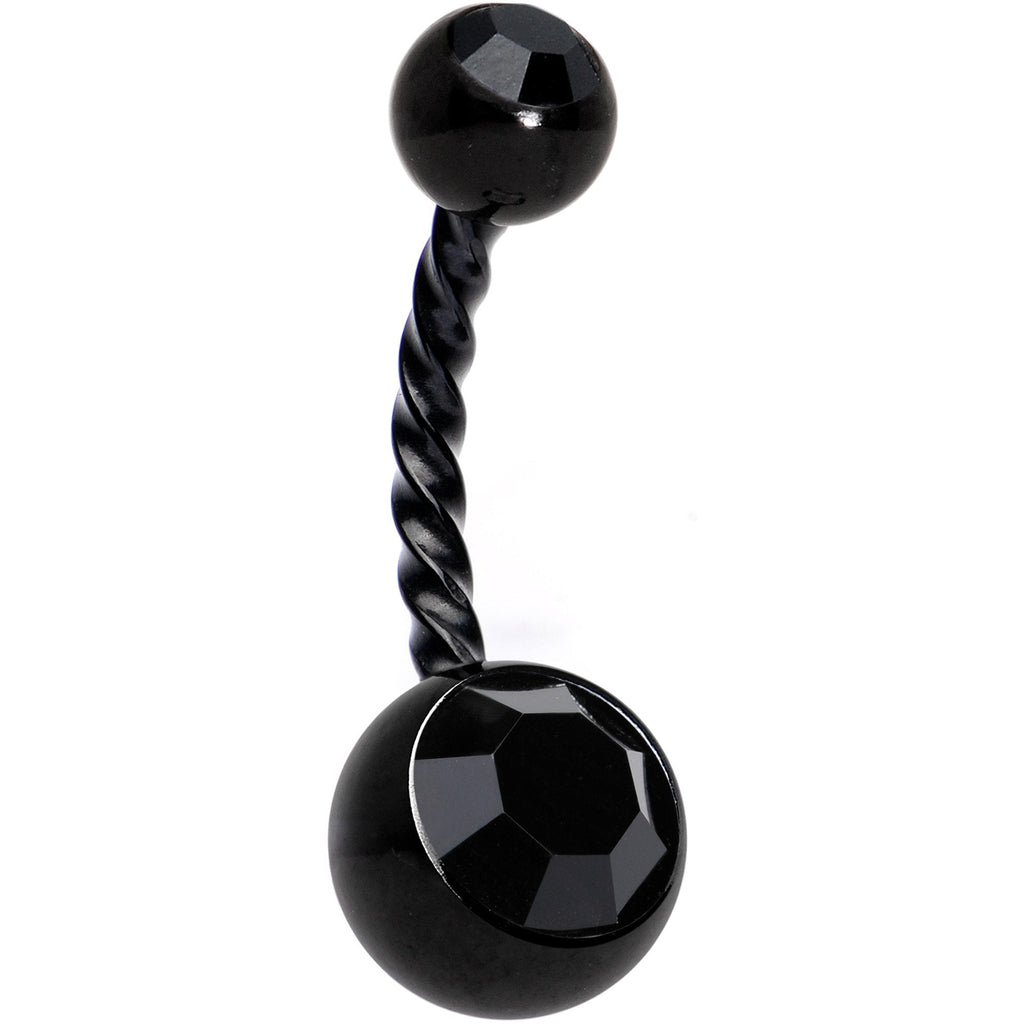 BodyCandy Black Gem Black Totally Twisted Belly Ring Set of 2 — detail and construction