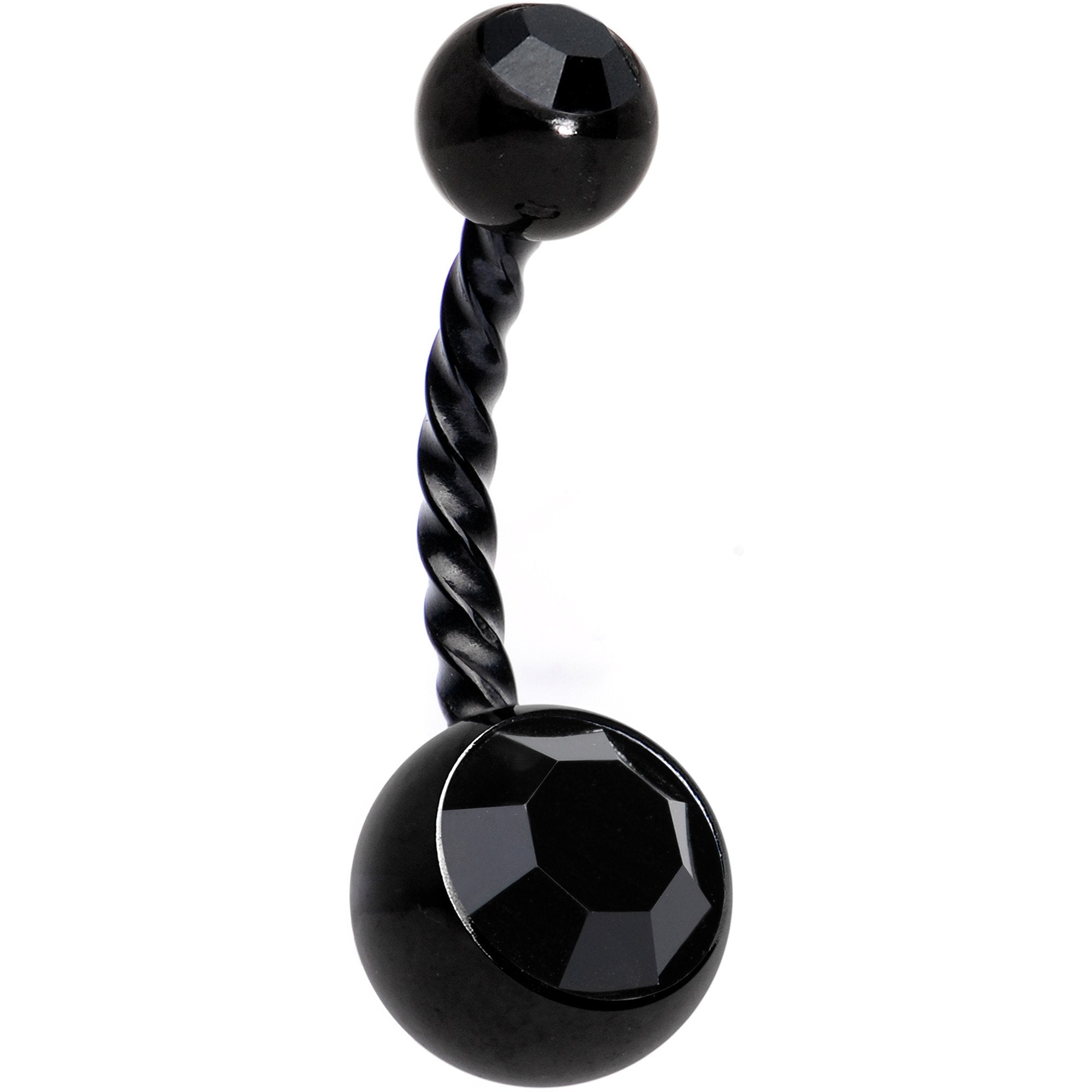 BodyCandy Black Gem Black Totally Twisted Belly Ring Set of 2 — detail and construction