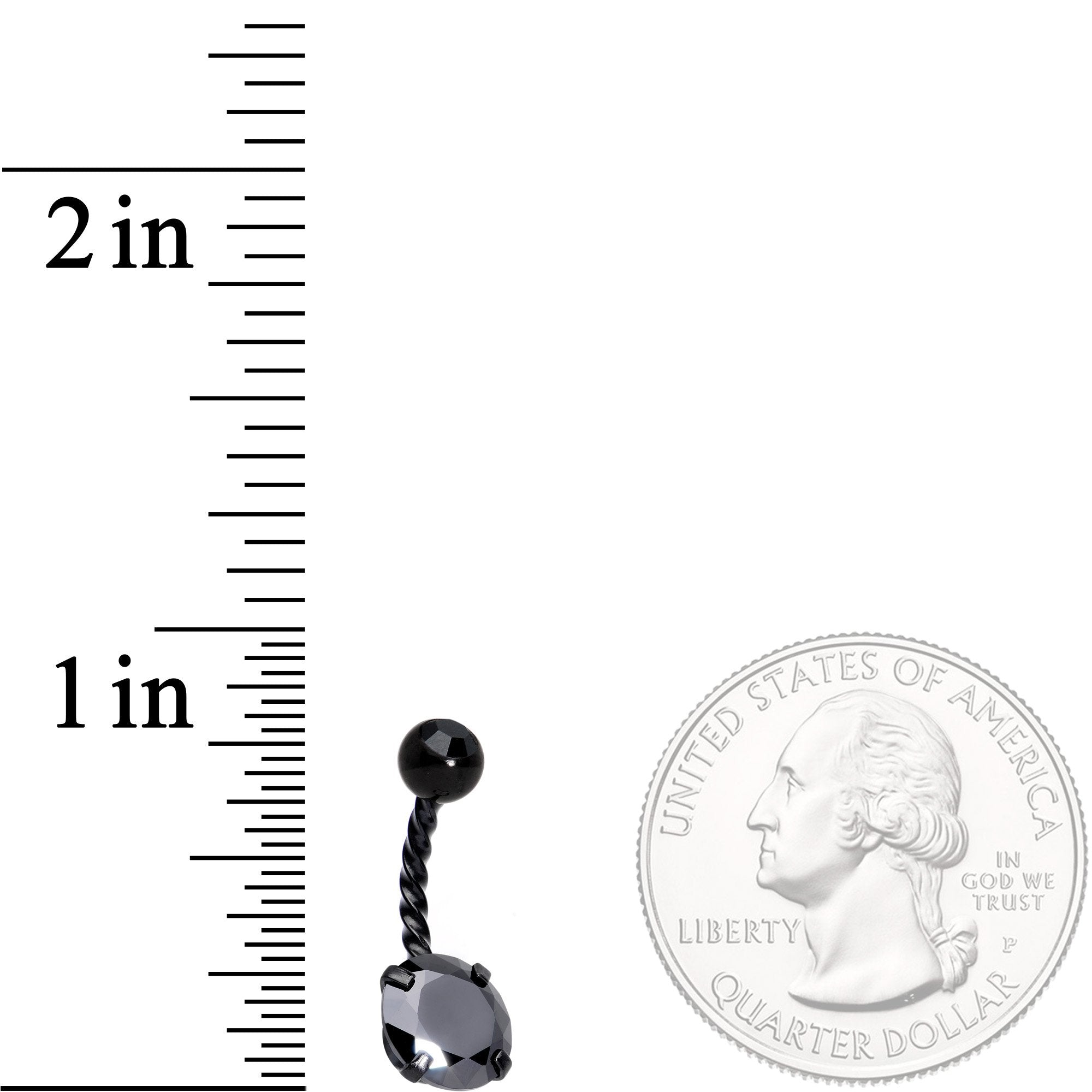 BodyCandy Black Gem Black Totally Twisted Belly Ring Set of 2 — branding close-up