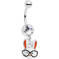 BodyCandy Clear Gem White Nerdy Easter Bunny Dangle Belly Ring — main product shot