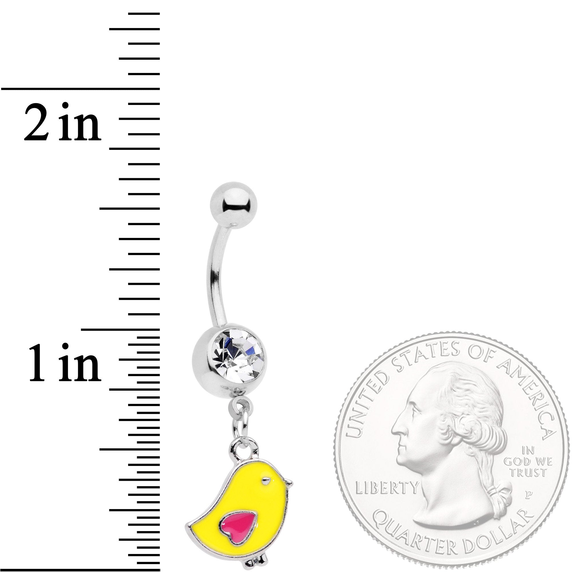 BodyCandy Clear Gem Yellow Easter Chick Dangle Belly Ring — detail and construction