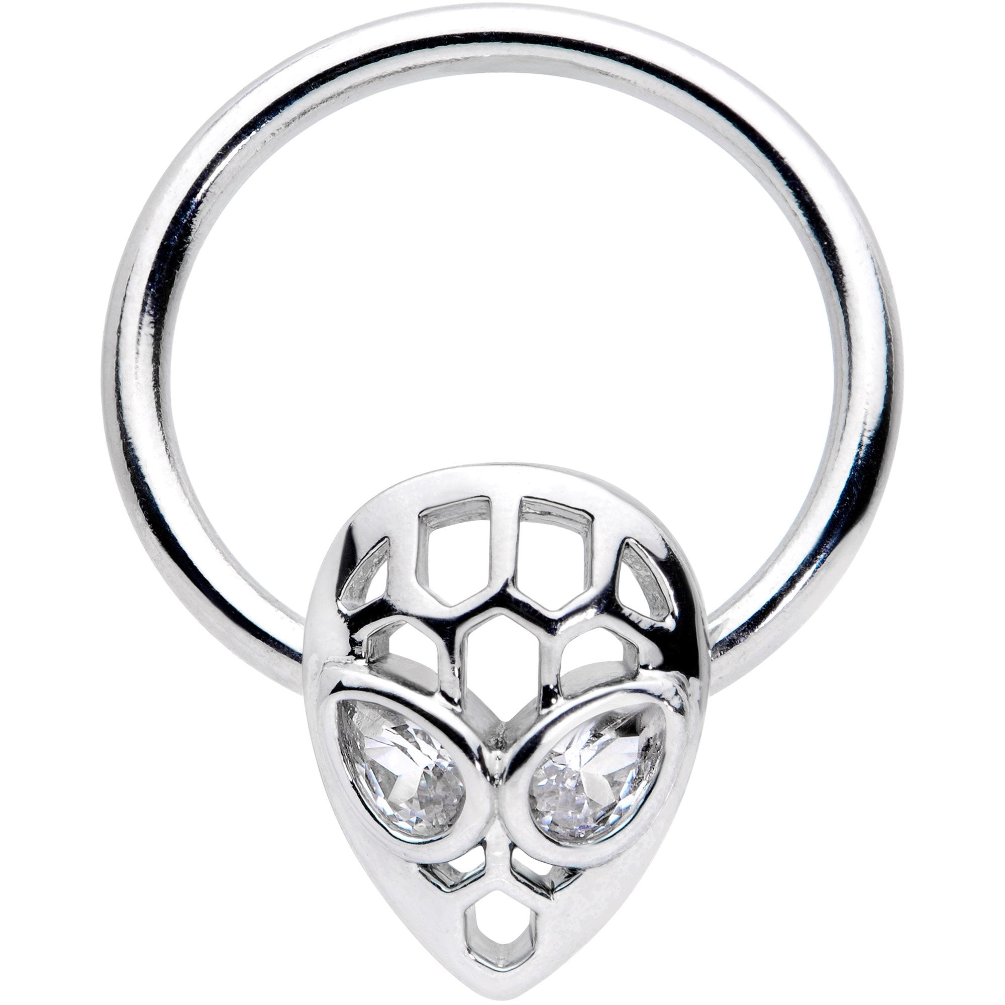 BodyCandy 16G 3/8 Clear CZ Gem Openwork Alien Hinged Segment Ring — main product shot