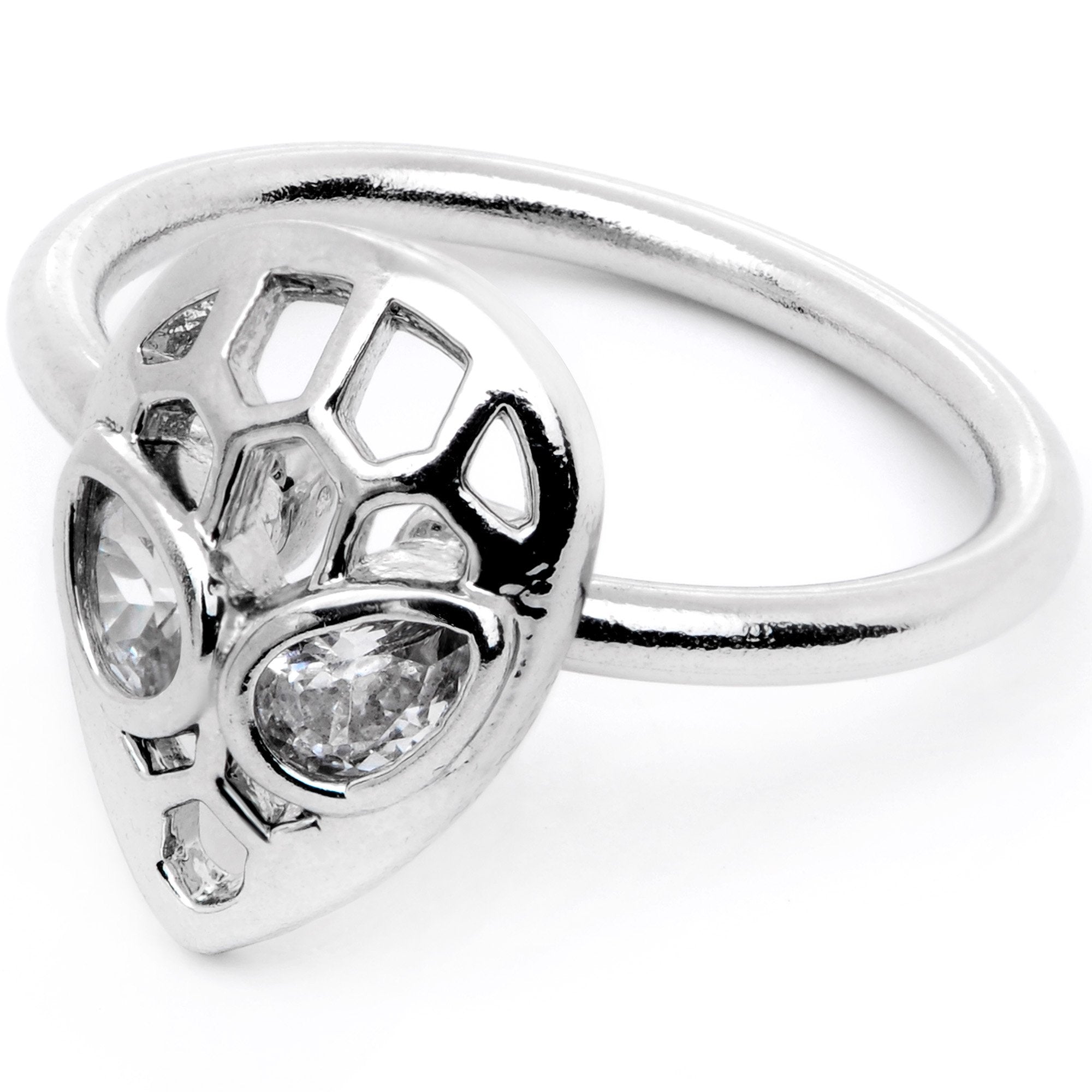BodyCandy 16G 3/8 Clear CZ Gem Openwork Alien Hinged Segment Ring — detail and construction