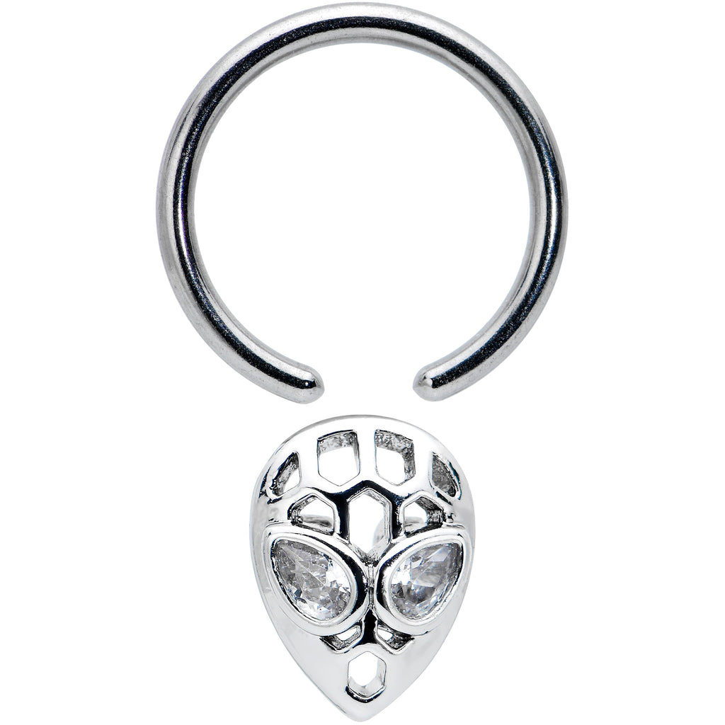 BodyCandy 16G 3/8 Clear CZ Gem Openwork Alien Hinged Segment Ring — alternate view