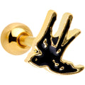 BodyCandy 16G 1/4 Gold Tone Swallow Tattoo Black Bird Cartilage Tragus — main product shot
