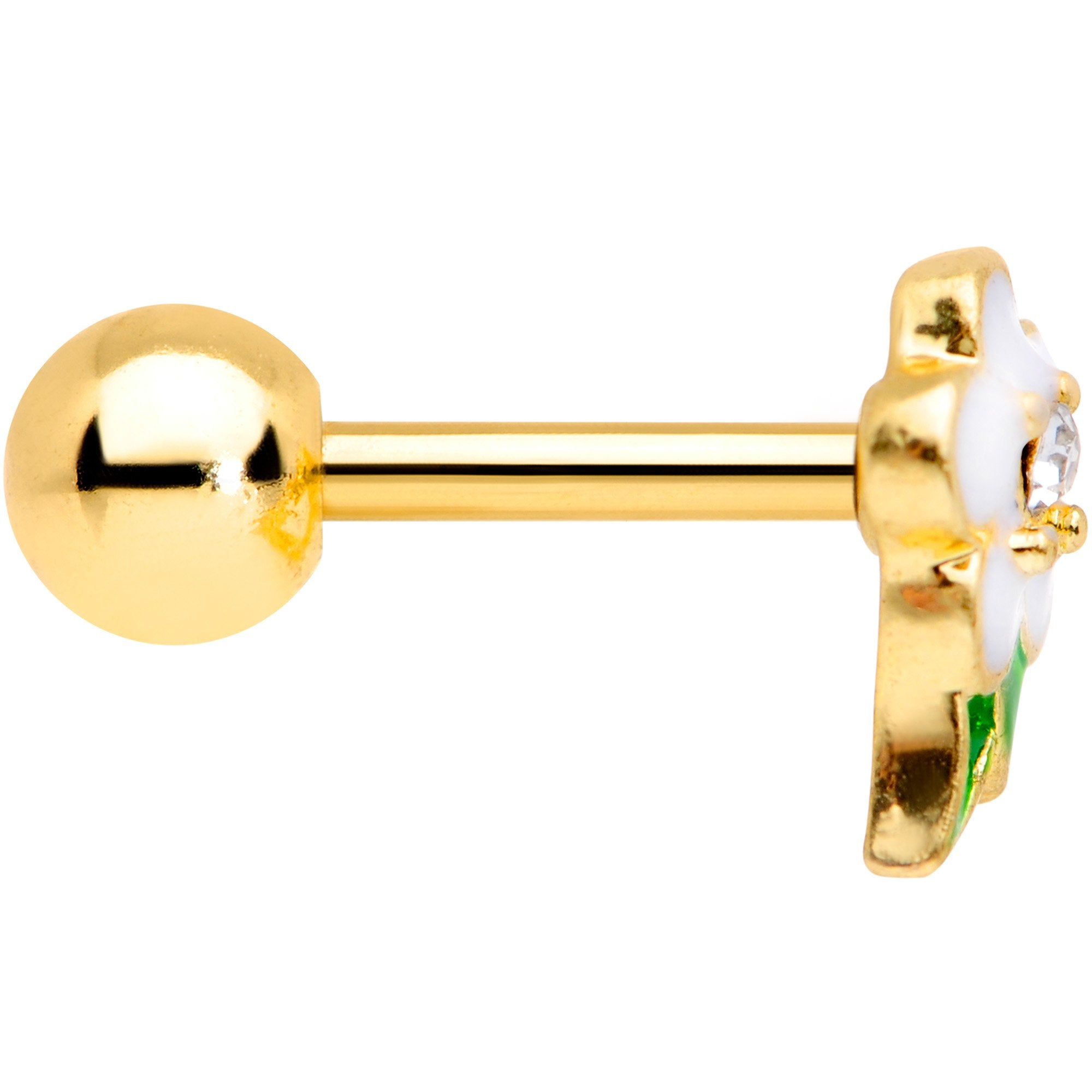 BodyCandy 16G 1/4 Clear Gem Gold Tone White Flower Cartilage Earring — lifestyle context