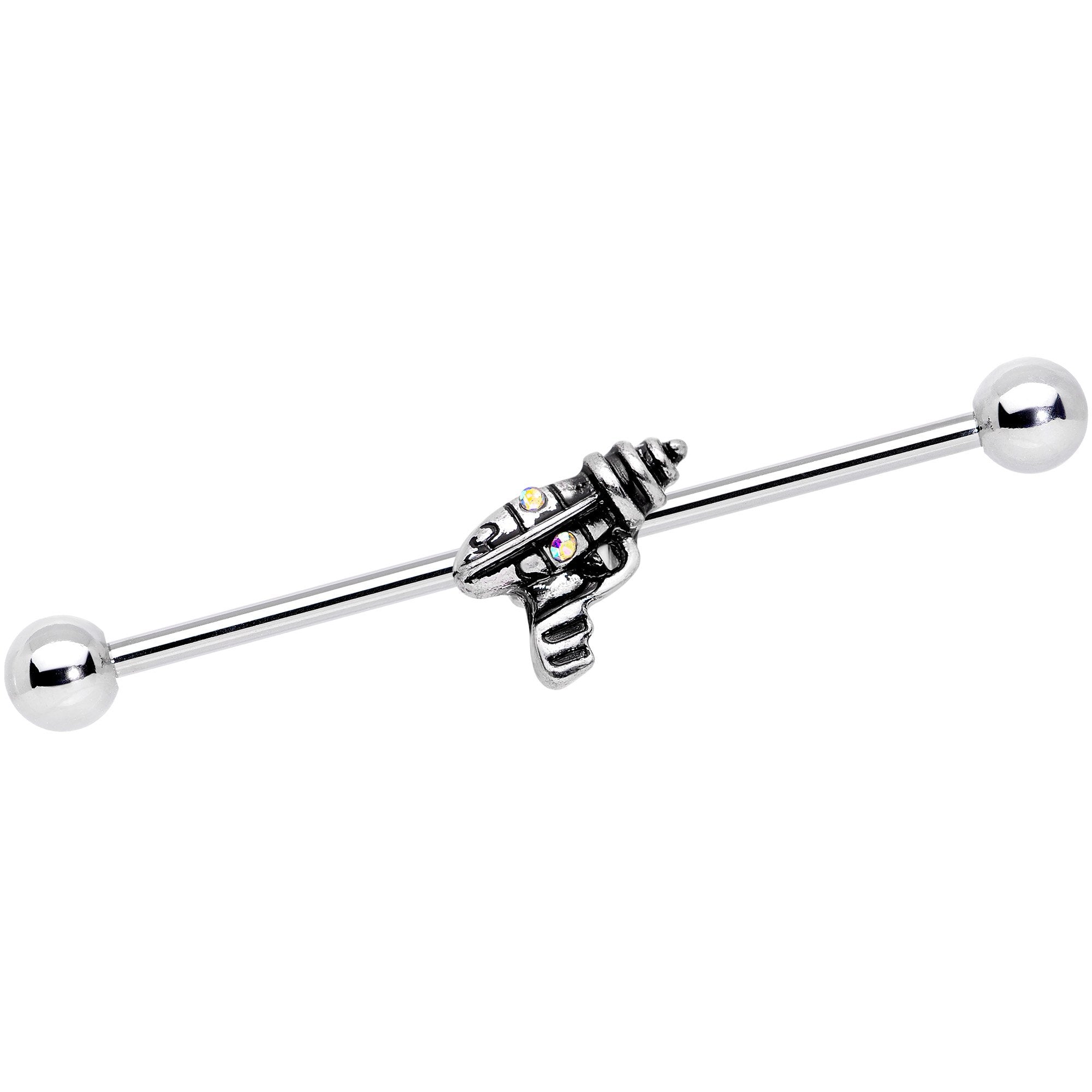 BodyCandy 14G Aurora Gem Mystery Ray Gun Industrial Barbell 38mm — main product shot