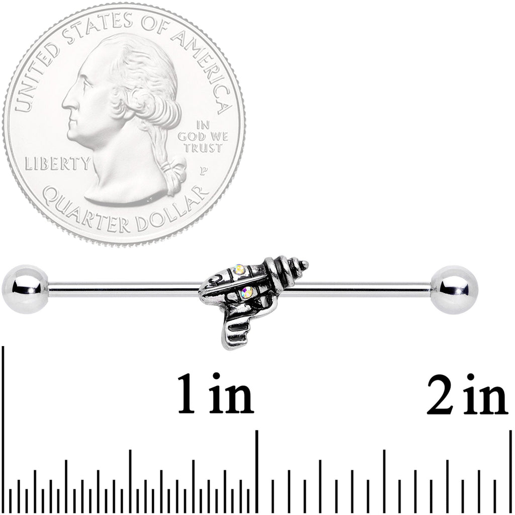 BodyCandy 14G Aurora Gem Mystery Ray Gun Industrial Barbell 38mm — detail and construction
