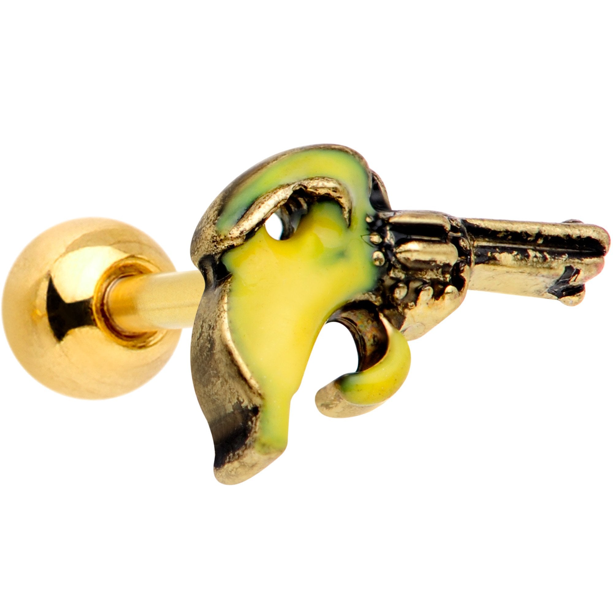 BodyCandy 16G 1/4 Gold Tone Banana Peel Gun Cartilage Tragus Earring — main product shot