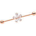 BodyCandy 14G Clear CZ Gem Rose Gold Tone Petal Industrial Barbell 38mm — main product shot