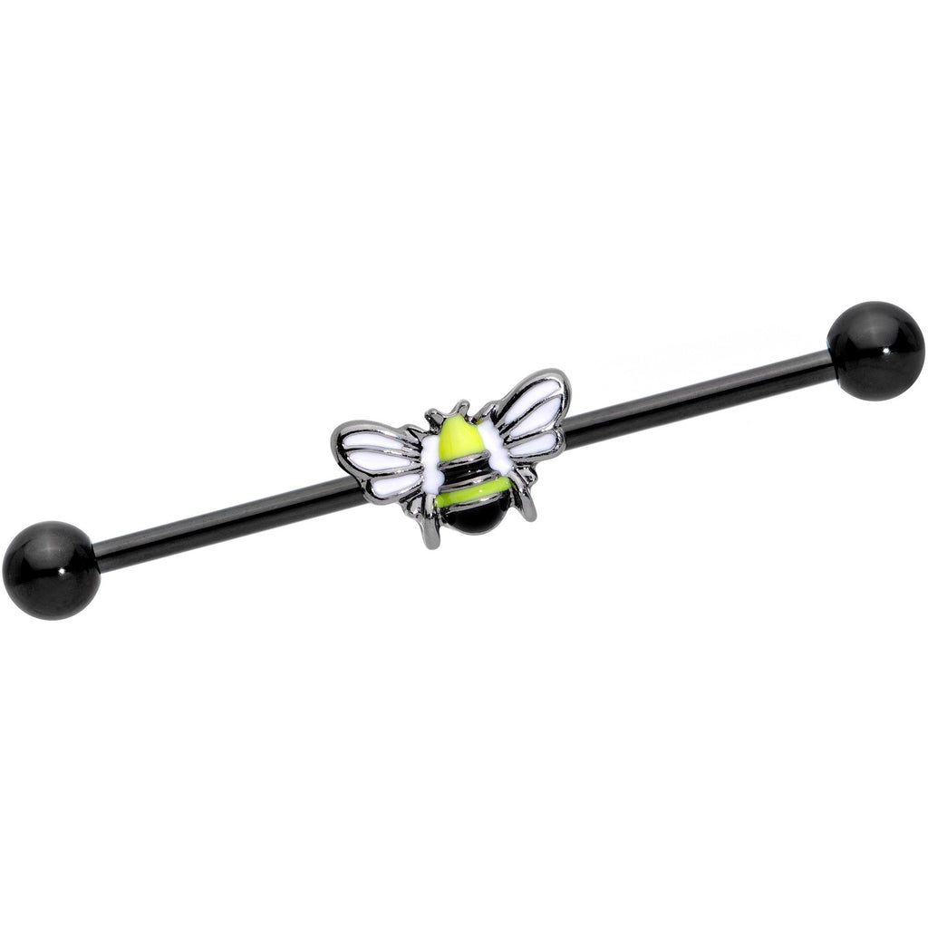 BodyCandy 14G Black Blissful Bumblebee Industrial Barbell 38mm — main product shot