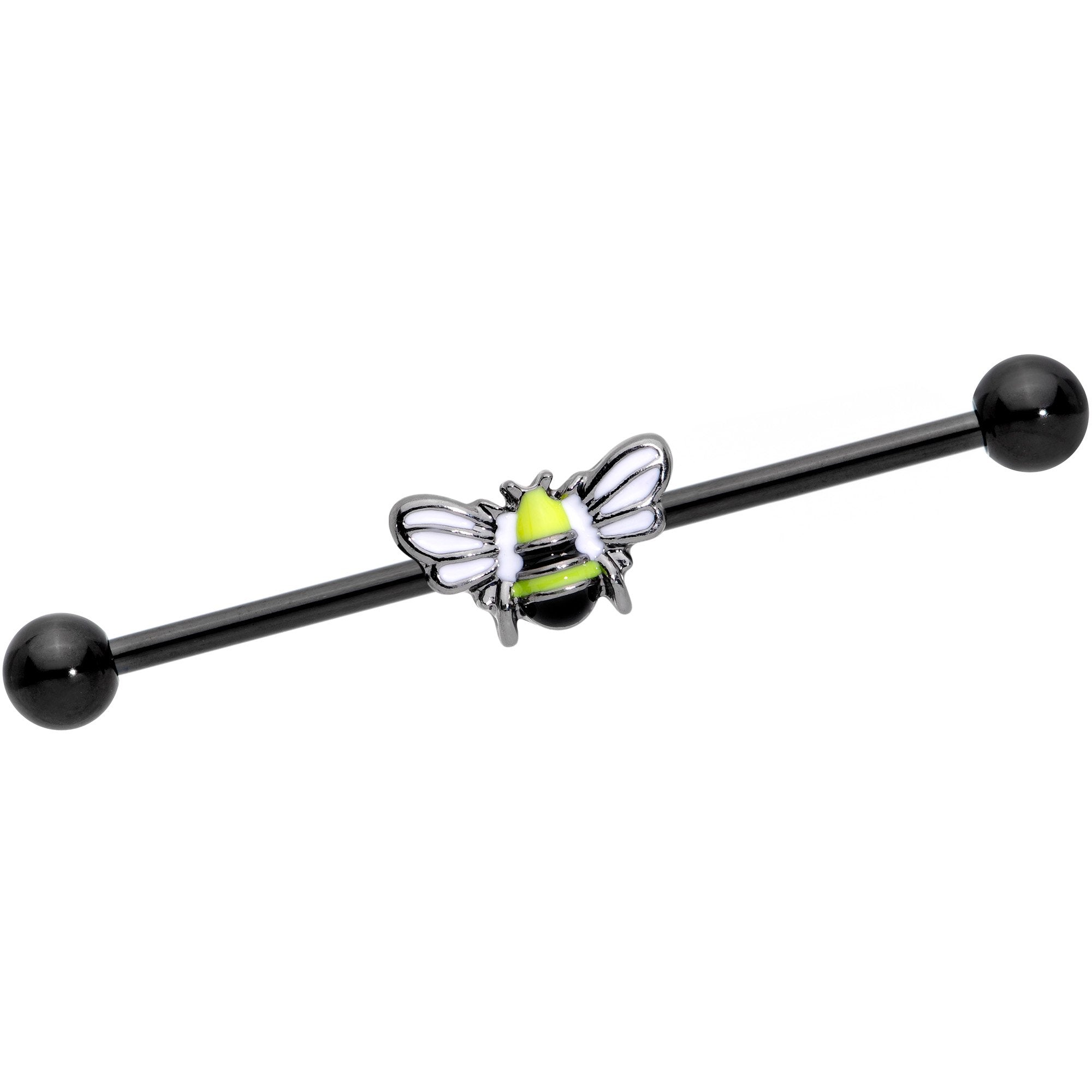 BodyCandy 14G Black Blissful Bumblebee Industrial Barbell 38mm — main product shot