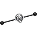 BodyCandy 14G Clear CZ Gem Black Openwork Alien Industrial Barbell 38mm — main product shot