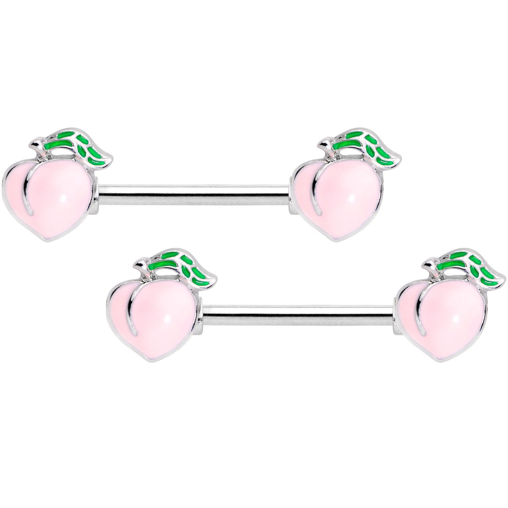BodyCandy 14G 9/16 Sweet Sweet Peach Barbell Nipple Ring Set — main product shot