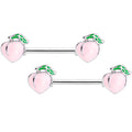BodyCandy 14G 9/16 Sweet Sweet Peach Barbell Nipple Ring Set — main product shot