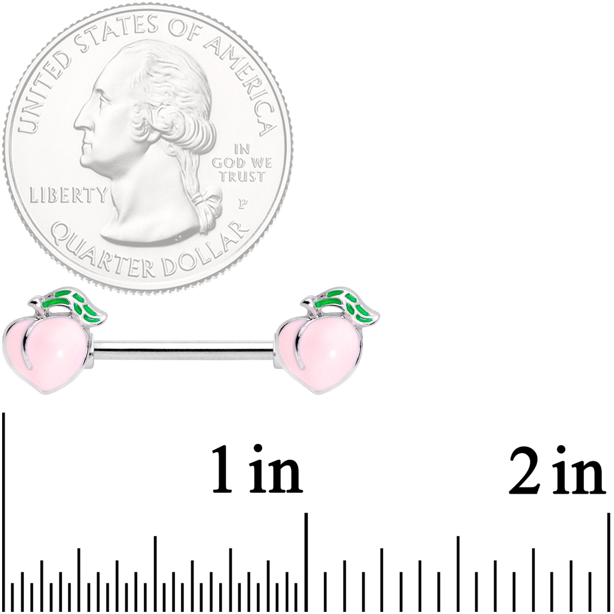 BodyCandy 14G 9/16 Sweet Sweet Peach Barbell Nipple Ring Set — detail and construction