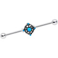 BodyCandy 14G Blue Faux Opal Rhombus Industrial Barbell 38mm — main product shot