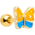 BodyCandy 16G 1/4 Gold Tone Blue Orange Butterfly Cartilage Tragus Earring — main product shot