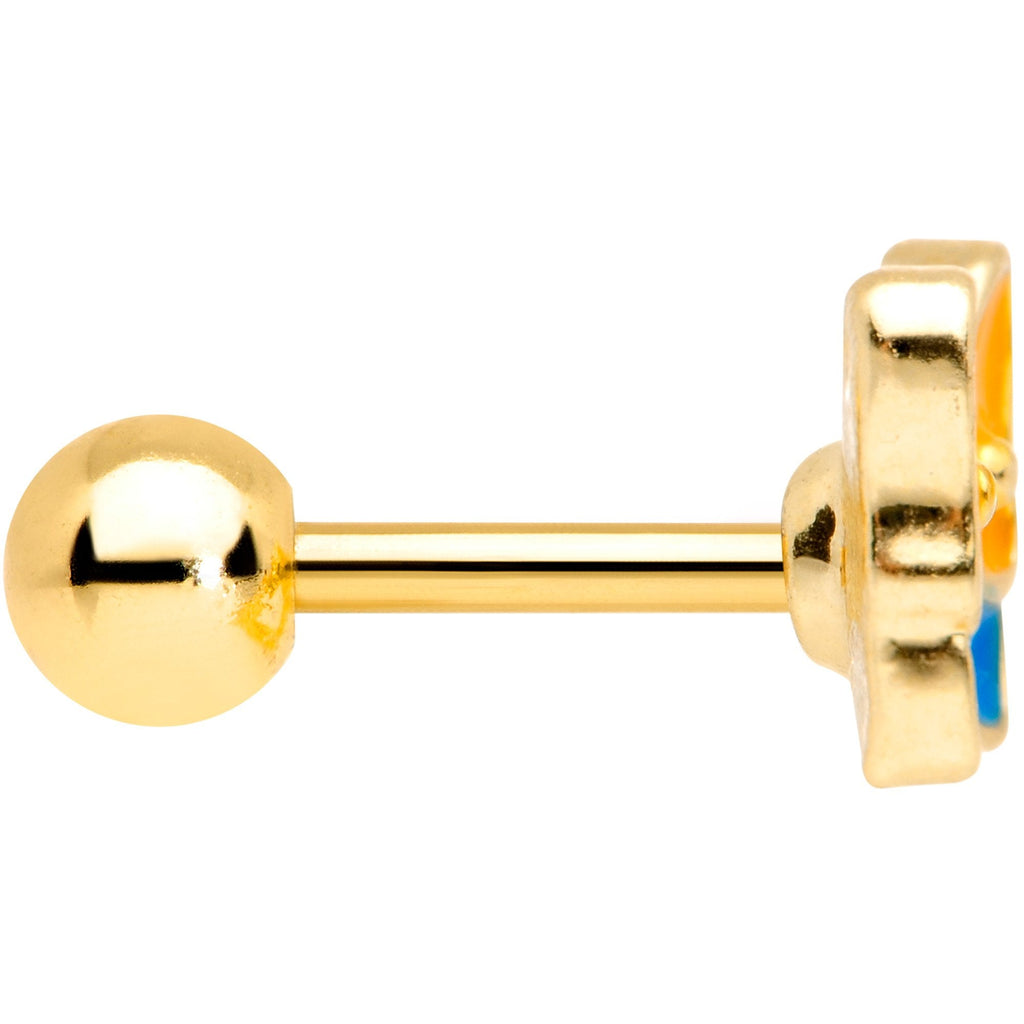 BodyCandy 16G 1/4 Gold Tone Blue Orange Butterfly Cartilage Tragus Earring — lifestyle context
