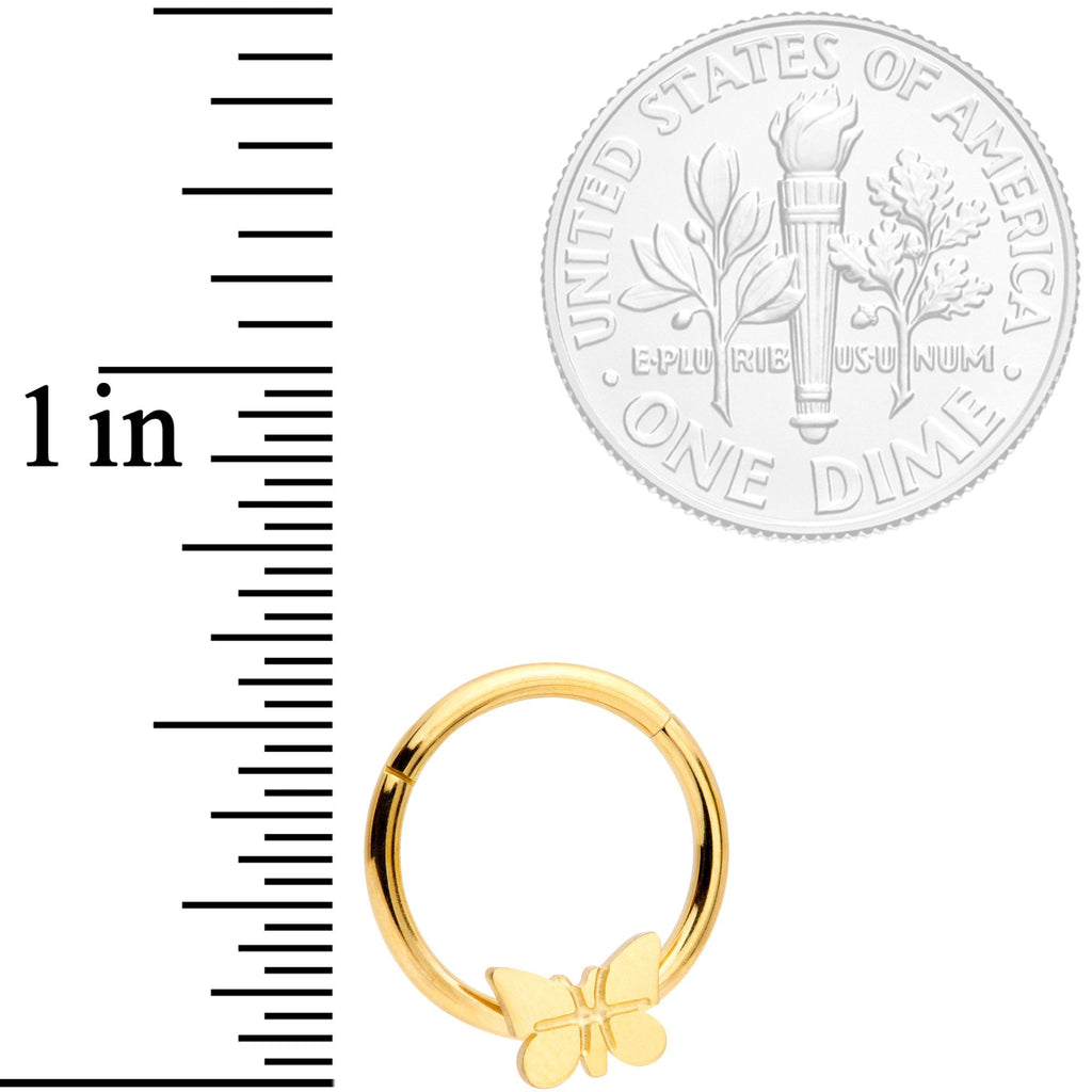 BodyCandy 16G 3/8 Gold Tone Spring Butterfly Hinged Segment Ring — lifestyle context
