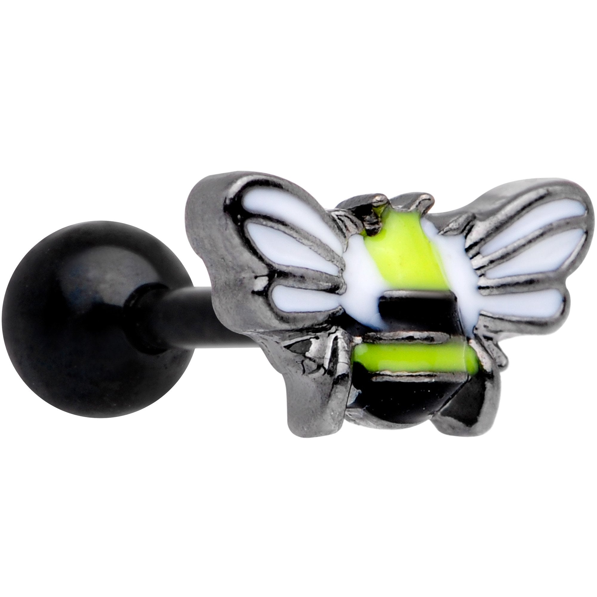 BodyCandy 16G 1/4 Yellow Black Blissful Bumblebee Cartilage Tragus Earring — main product shot