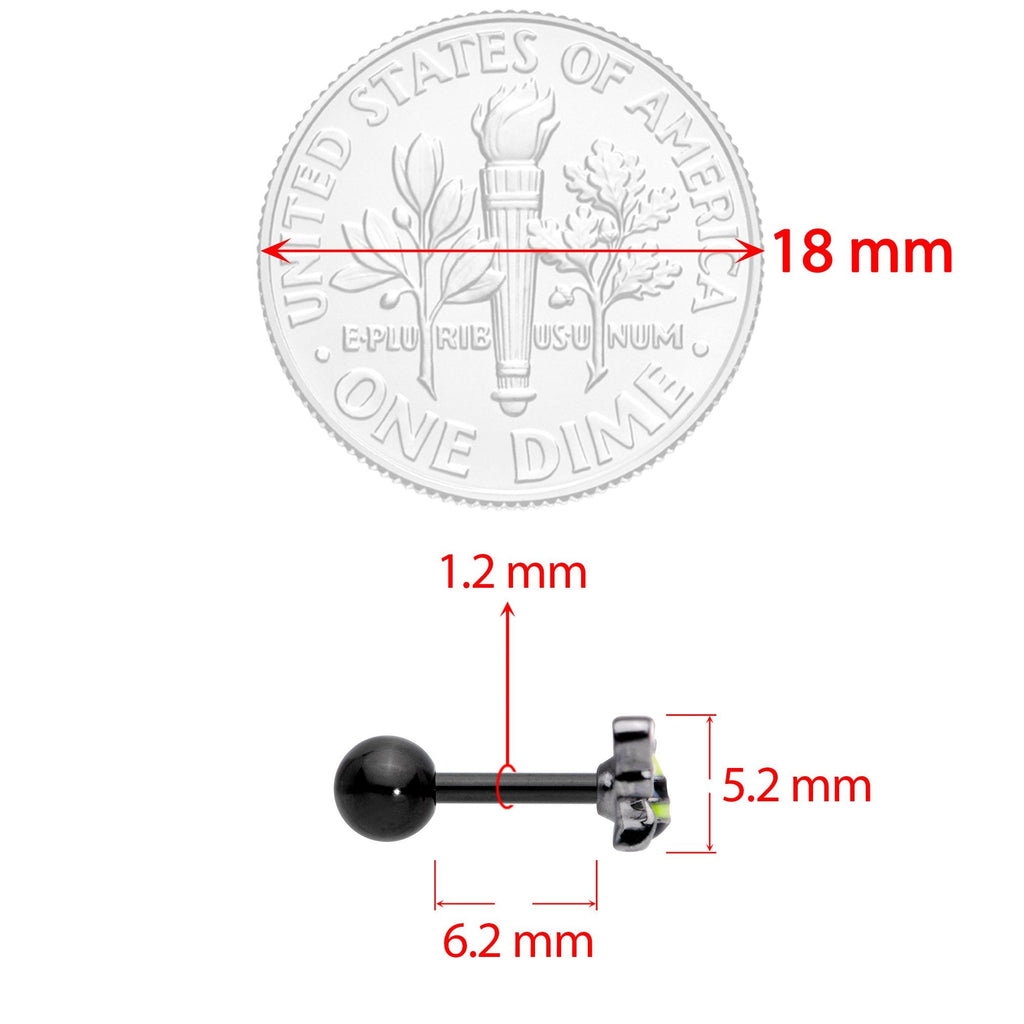 BodyCandy 16G 1/4 Yellow Black Blissful Bumblebee Cartilage Tragus Earring — branding close-up