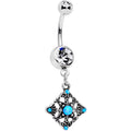 BodyCandy Blue Synthetic Opal Scrolling Rhombus Dangle Belly Ring — main product shot