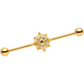 BodyCandy 14G Clear CZ Gold Tone Elegant Industrial Barbell 38mm — main product shot