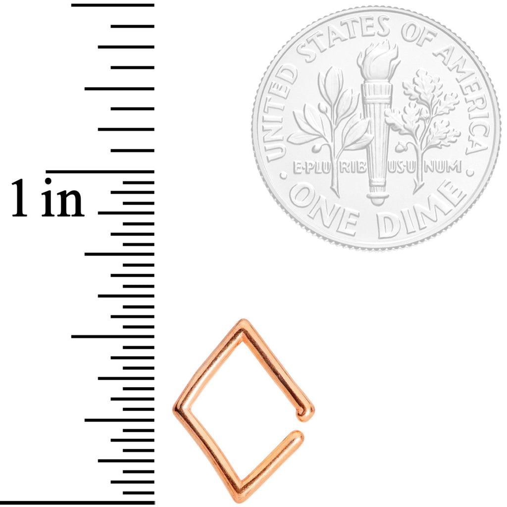 BodyCandy 16G 3/8 Rose Gold Tone Rhombus Closure Ring — detail and construction