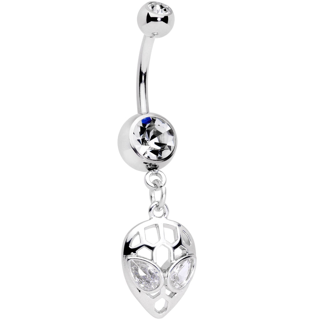 BodyCandy Clear Cubic Zirconia Gem Openwork Alien Dangle Belly Ring — main product shot
