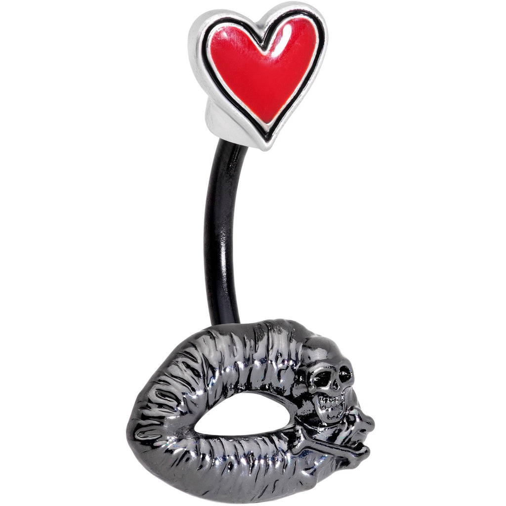 BodyCandy Red Heart Kiss of Death Double Mount Belly Ring — main product shot