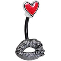 BodyCandy Red Heart Kiss of Death Double Mount Belly Ring — main product shot