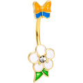 BodyCandy Clear Gem Gold Tone Spring Flower Butterfly Double Mount Belly Ring — main product shot