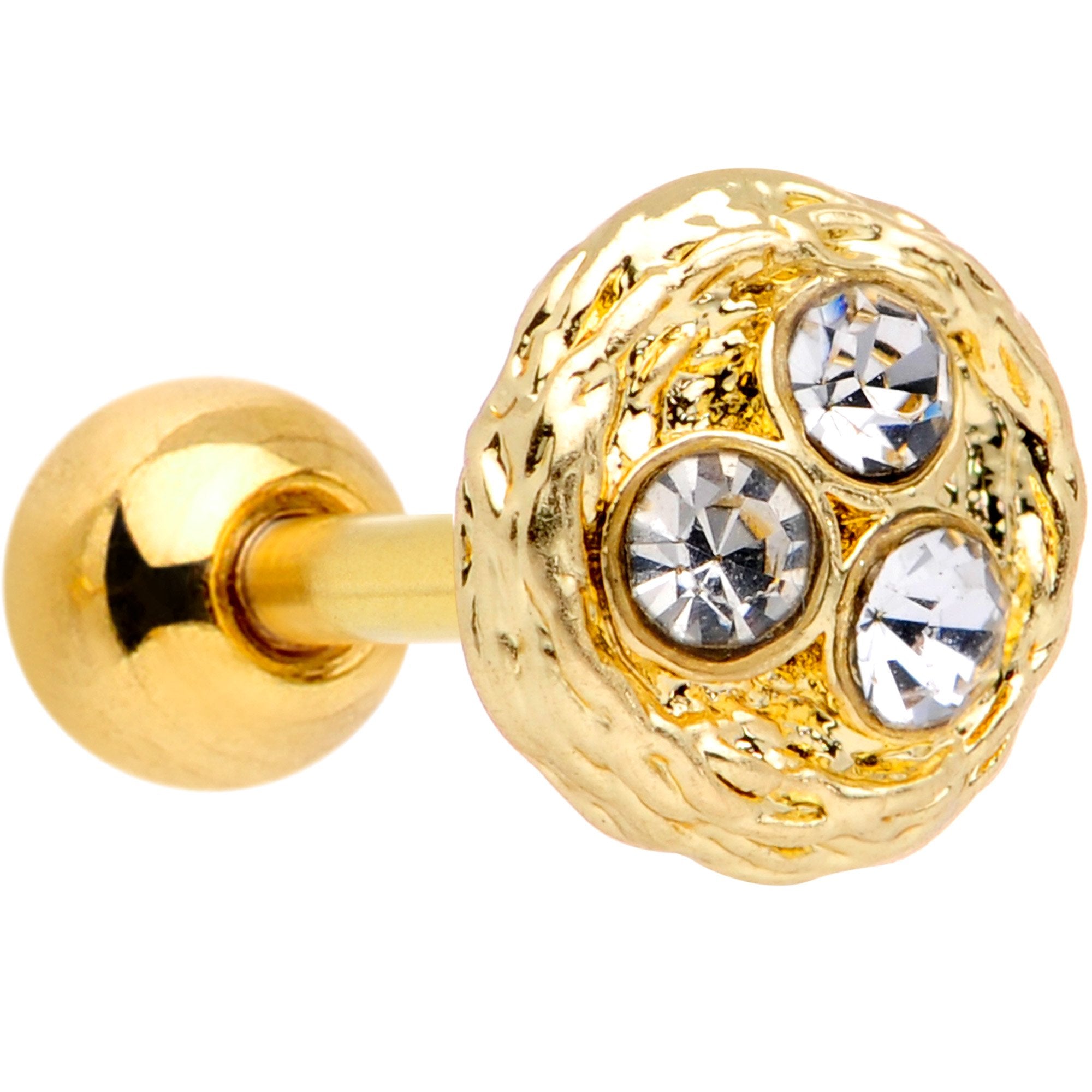 BodyCandy 16G 1/4 Clear Gem Gold Tone Birds Nest Cartilage Tragus Earring — main product shot