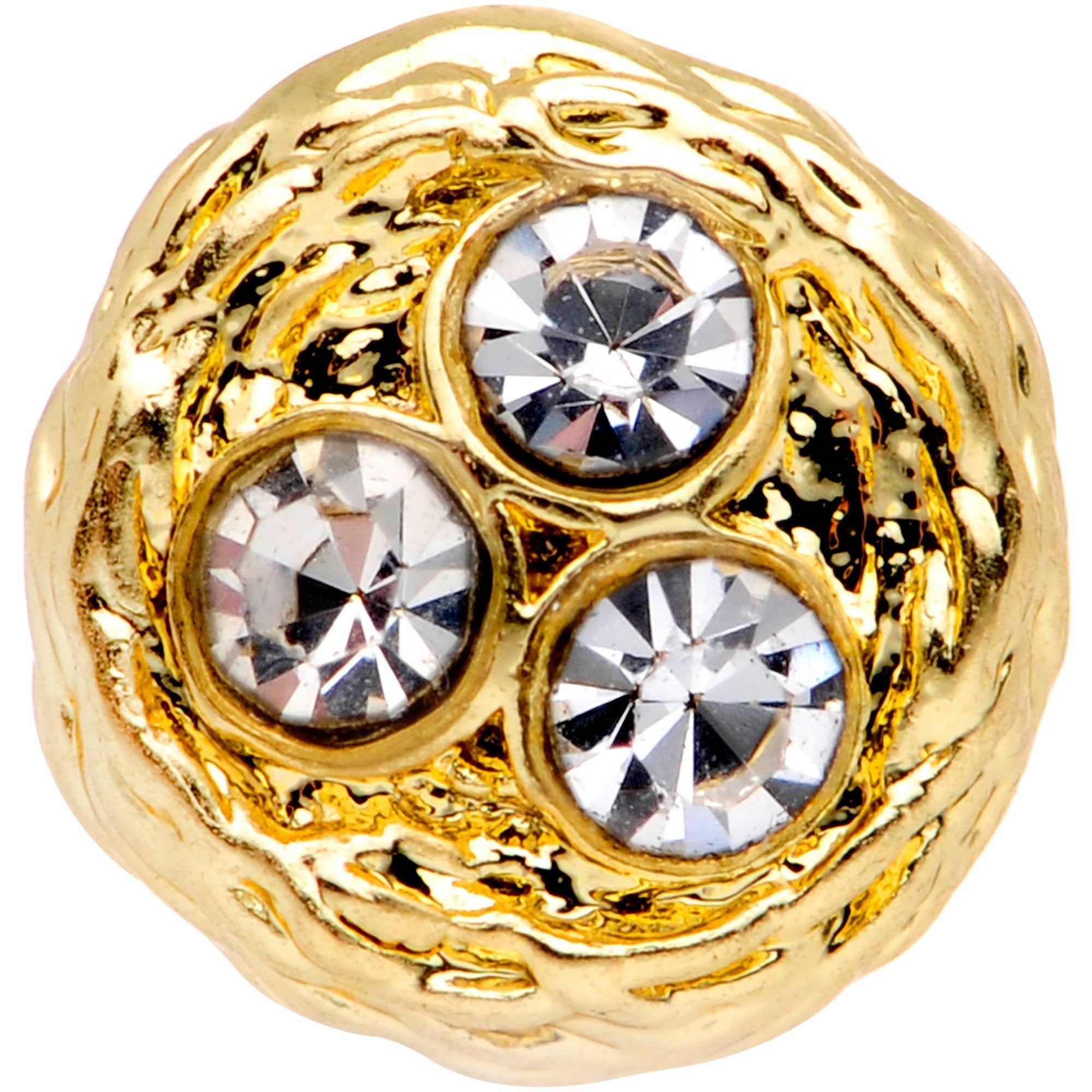 BodyCandy 16G 1/4 Clear Gem Gold Tone Birds Nest Cartilage Tragus Earring — detail and construction