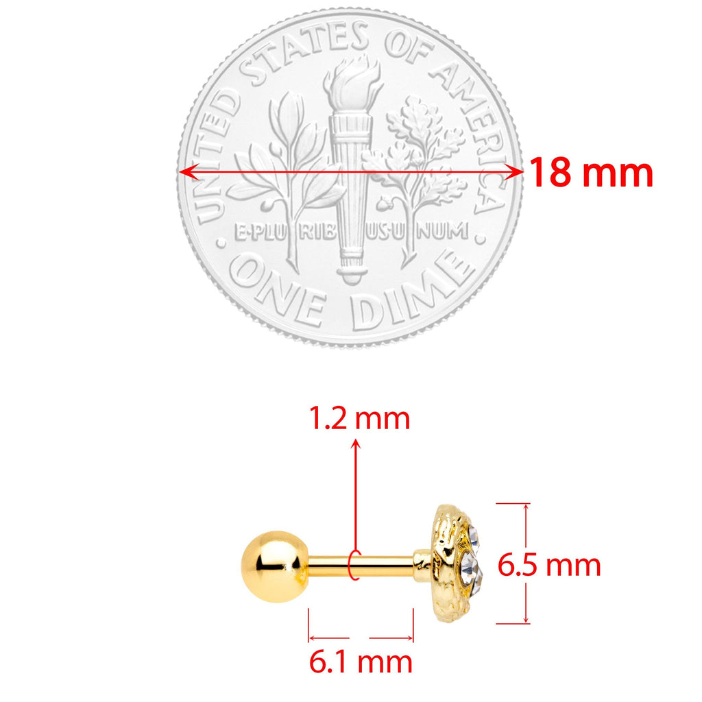 BodyCandy 16G 1/4 Clear Gem Gold Tone Birds Nest Cartilage Tragus Earring — branding close-up