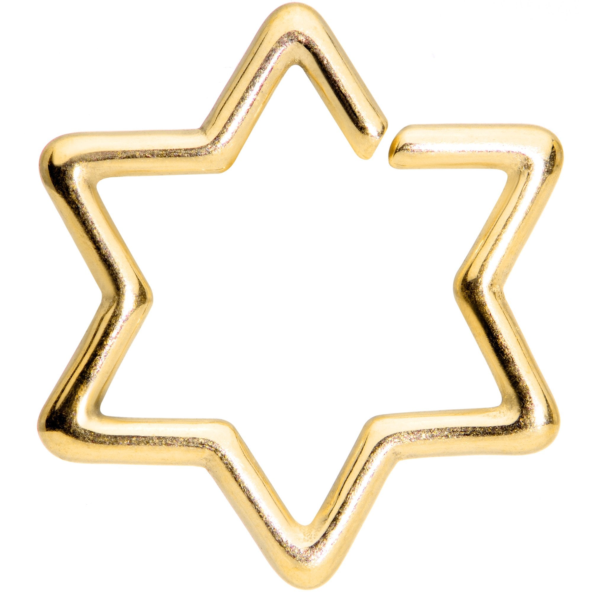 BodyCandy 16G 5/16 Gold Tone Star of David Hexagram Closure Ring — main product shot