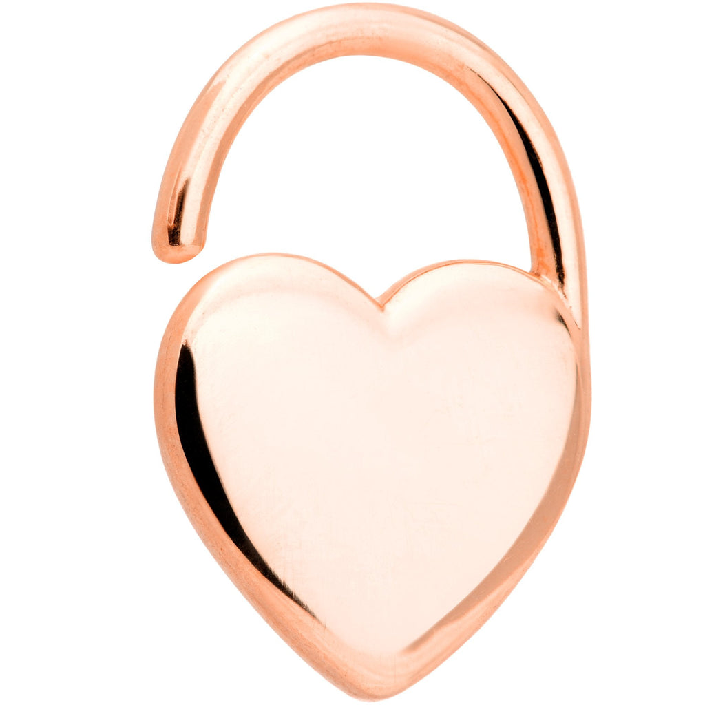 BodyCandy 16G 5/16 Rose Gold Tone Padlock Heart Closure Ring — main product shot